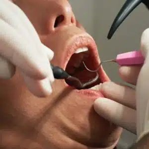 a dentist examining a patient's teeth