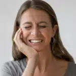 a woman grinding teeth
