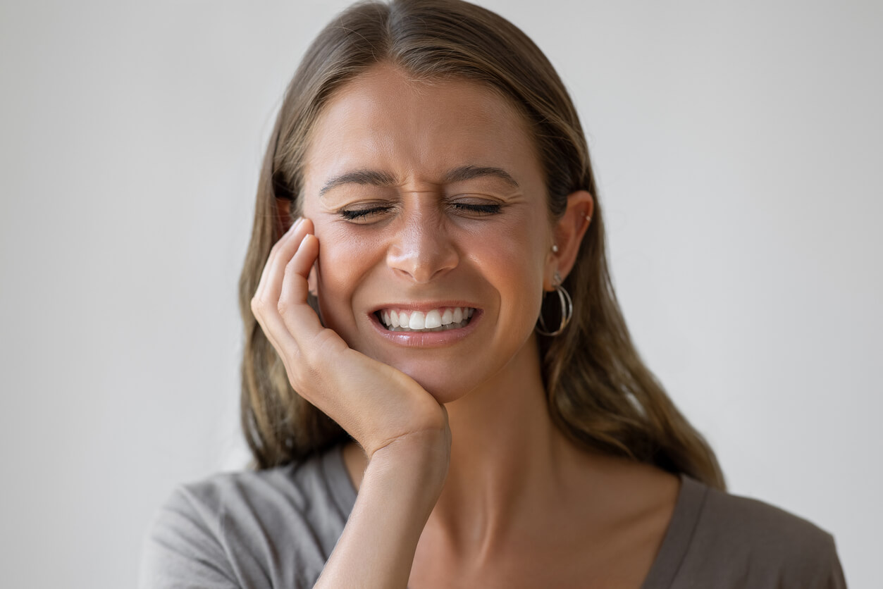 a woman grinding teeth