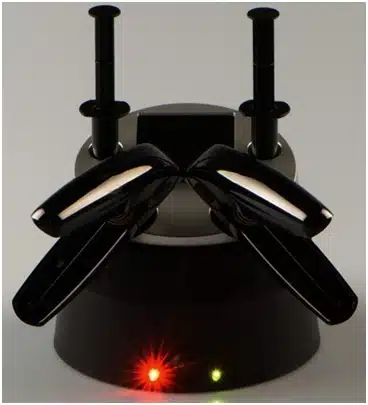 A dental composite heater warming up restorative materials.